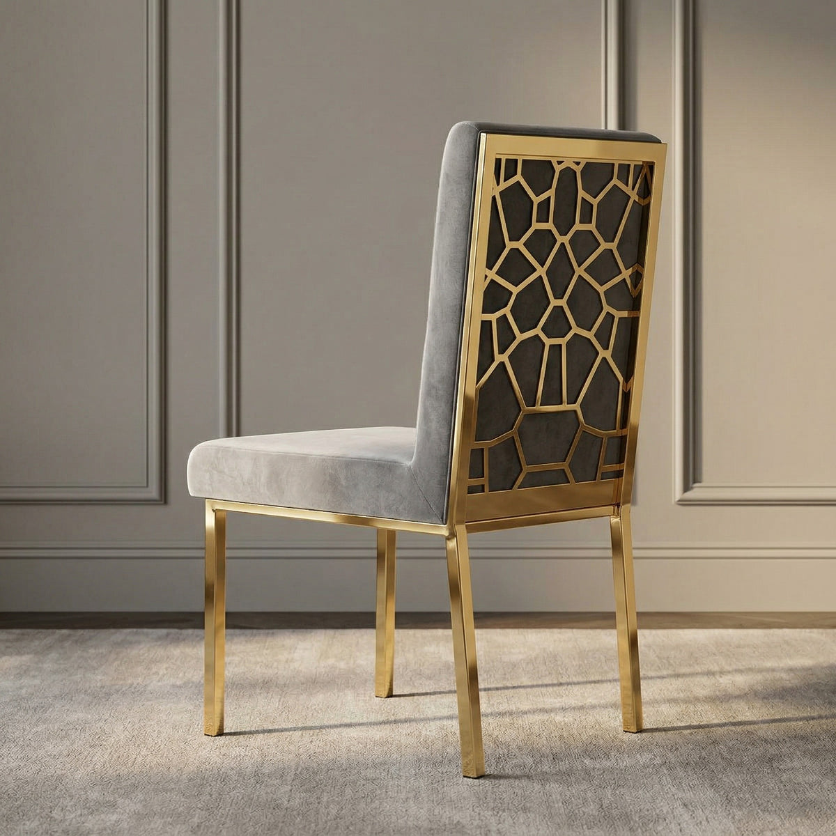 Reba Modern Grey Velvet & Gold Dining Chair (Set of 2) by VIG Furniture - View 7