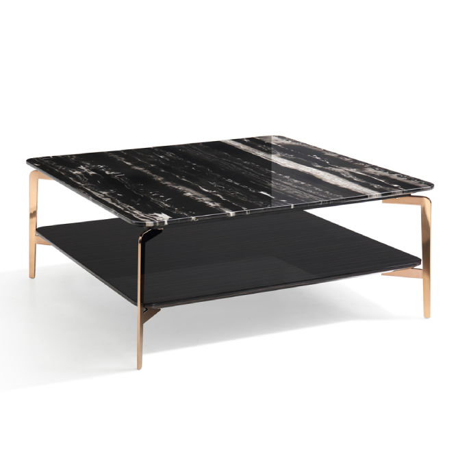 Dorian Modern Black Marble & Ebony Square Coffee Table by VIG Furniture - View 1