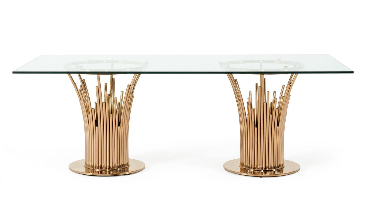 Paxton Modern Glass & Rosegold Dining Table by VIG Furniture - View 6