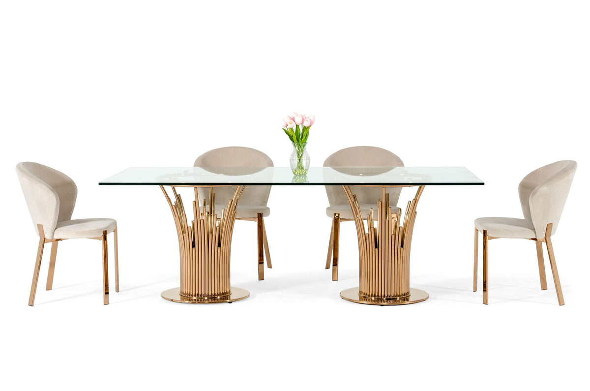 Paxton Modern Glass & Rosegold Dining Table by VIG Furniture - View 4