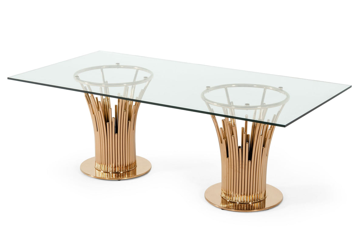 Paxton Modern Glass & Rosegold Dining Table by VIG Furniture - View 2