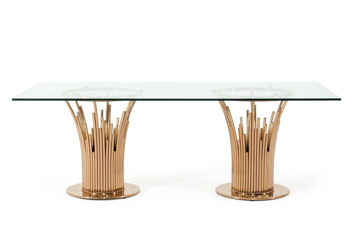 Paxton Modern Glass & Rosegold Dining Table by VIG Furniture - View 3