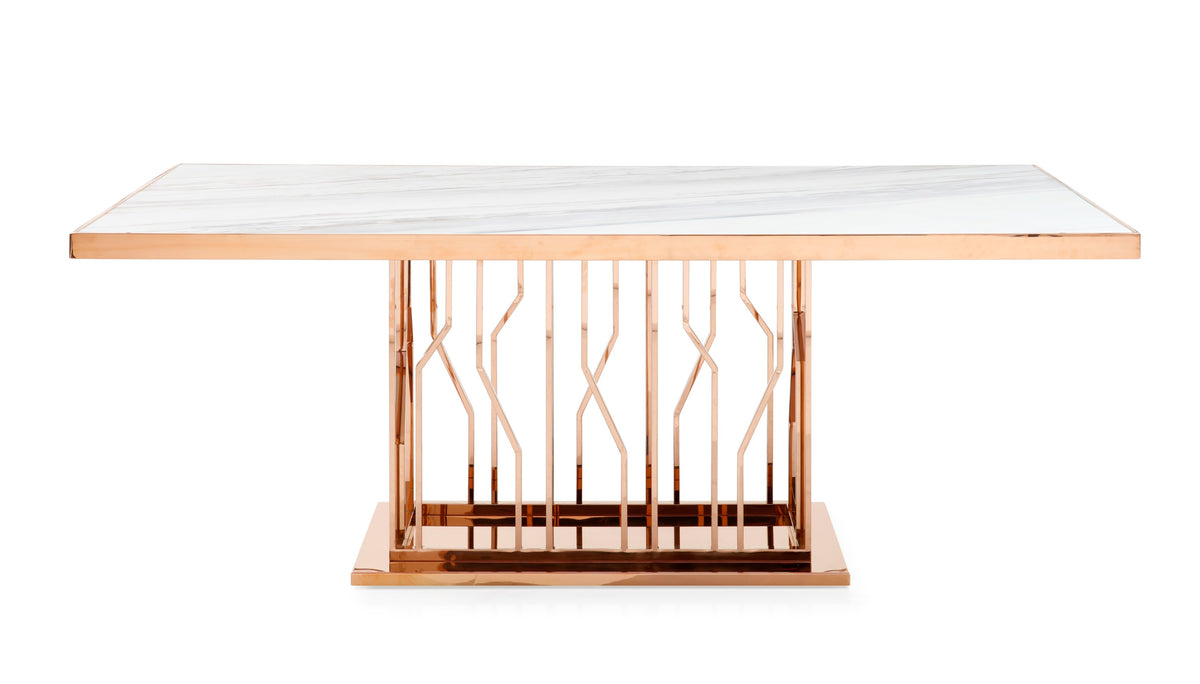 Marston Modern White Marble & Rosegold Dining Table by VIG Furniture - View 8