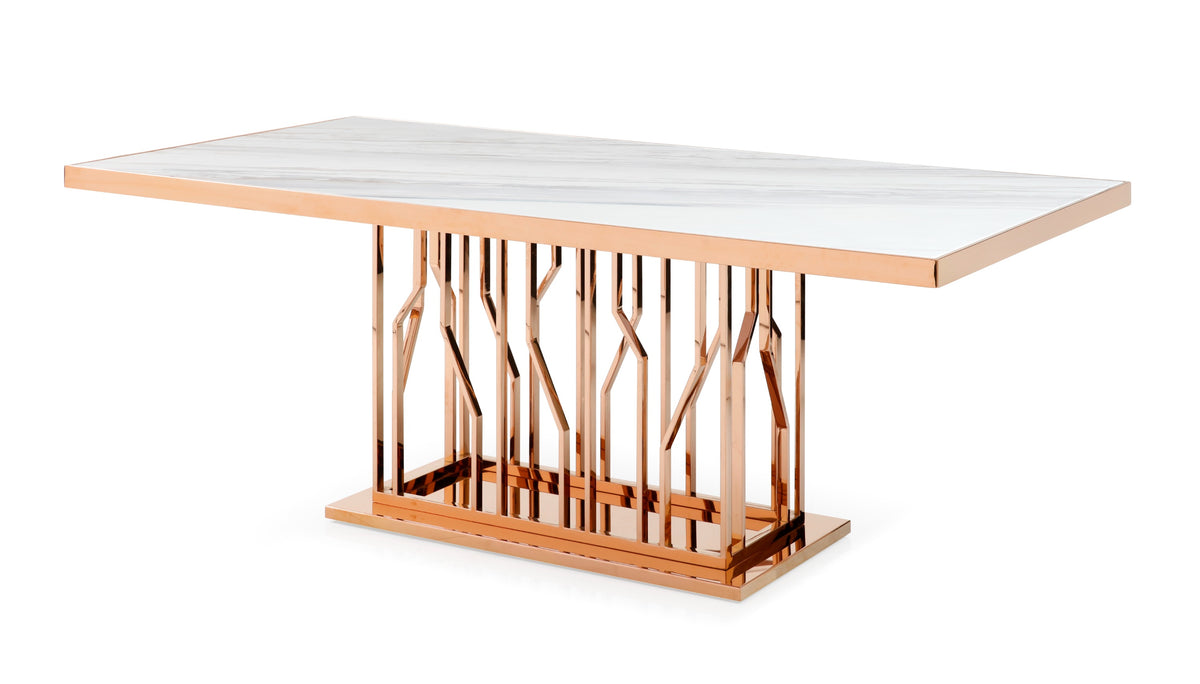 Marston Modern White Marble & Rosegold Dining Table by VIG Furniture - View 9