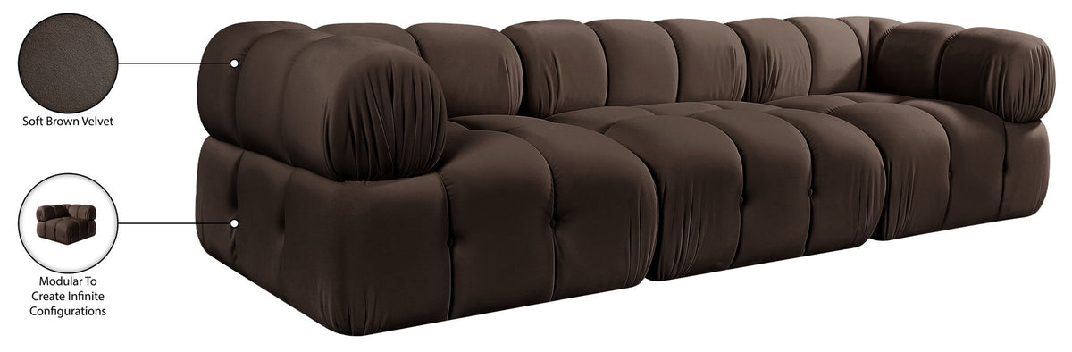 Orin - Velvet Performance Fabric Upholstered 3 Piece Modular Sofa