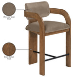 Cedra - Velvet Performance Fabric Upholstered Counter Stool - Brown Frame
