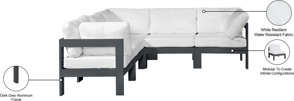 Nizuc - Outdoor Patio 5 Piece Modular Sectional With Gray Frame