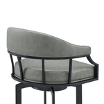 Edy - Swivel 30" Black Finish And Faux Leather Bar Stool - Gray