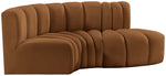 Arc - Velvet 3 Piece Modular L-Shaped Sofa - Saddle