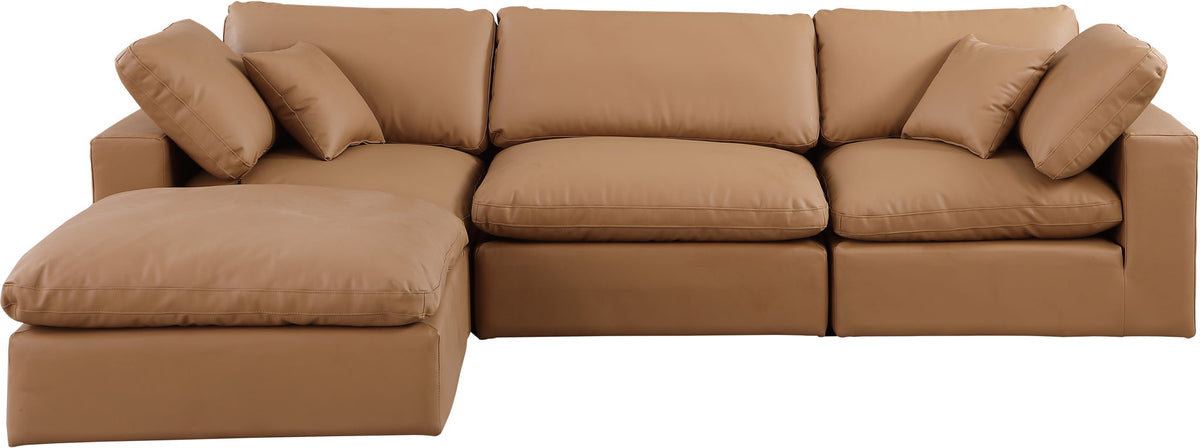 Comfy - 4 Piece Faux Leather Modular Sectional With Chaise