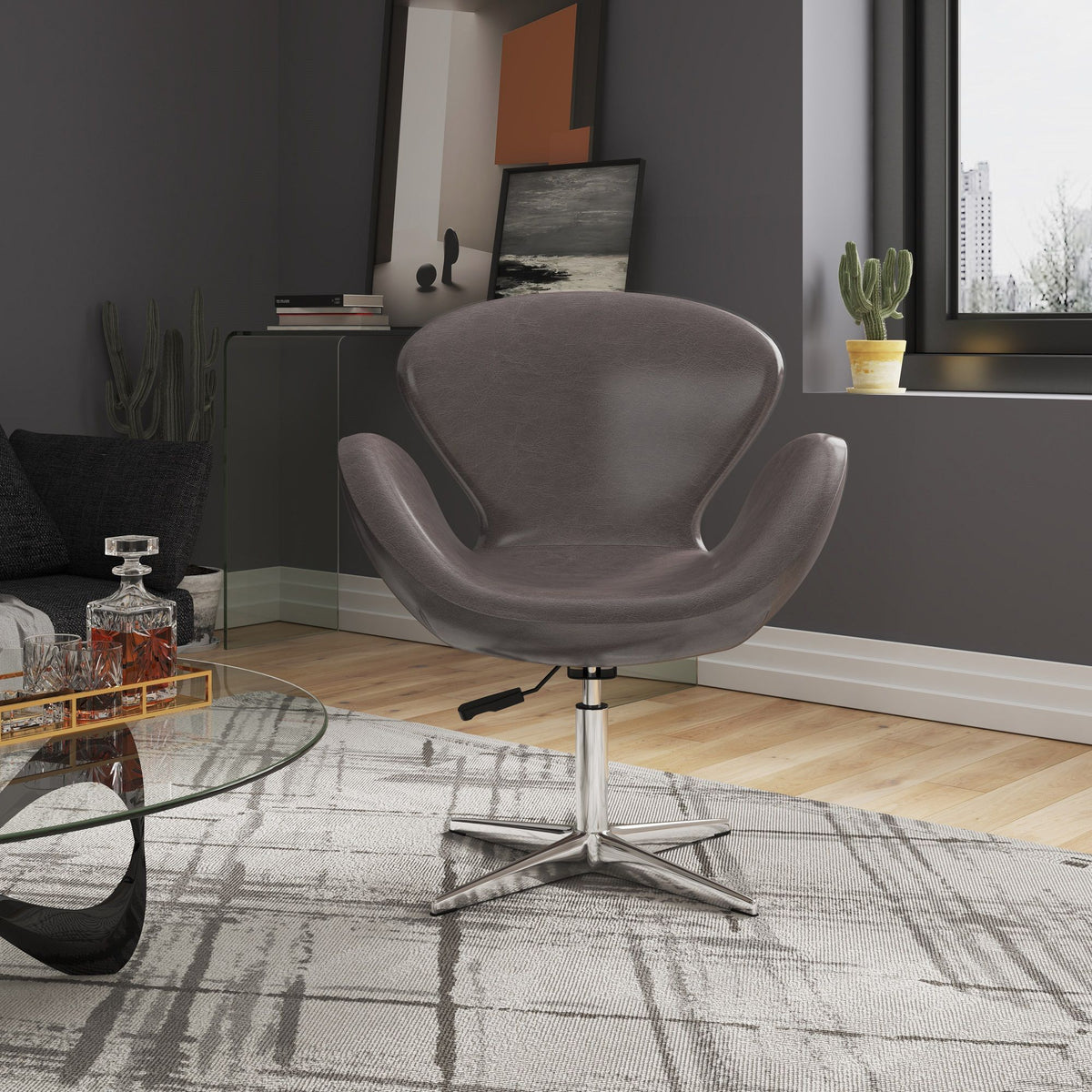 Manhattan Raspberry - Swivel Lounge Chair