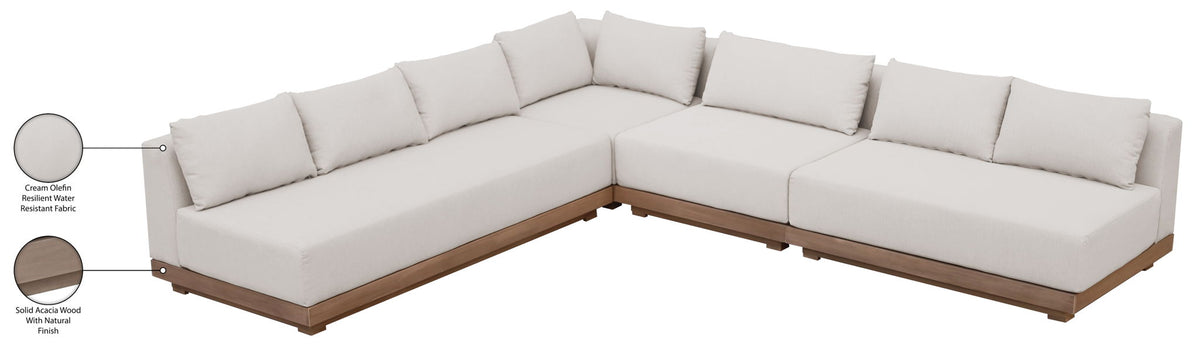 Solace - Olefin Performance Fabric 4 Piece Outdoor Patio Modular Sectional