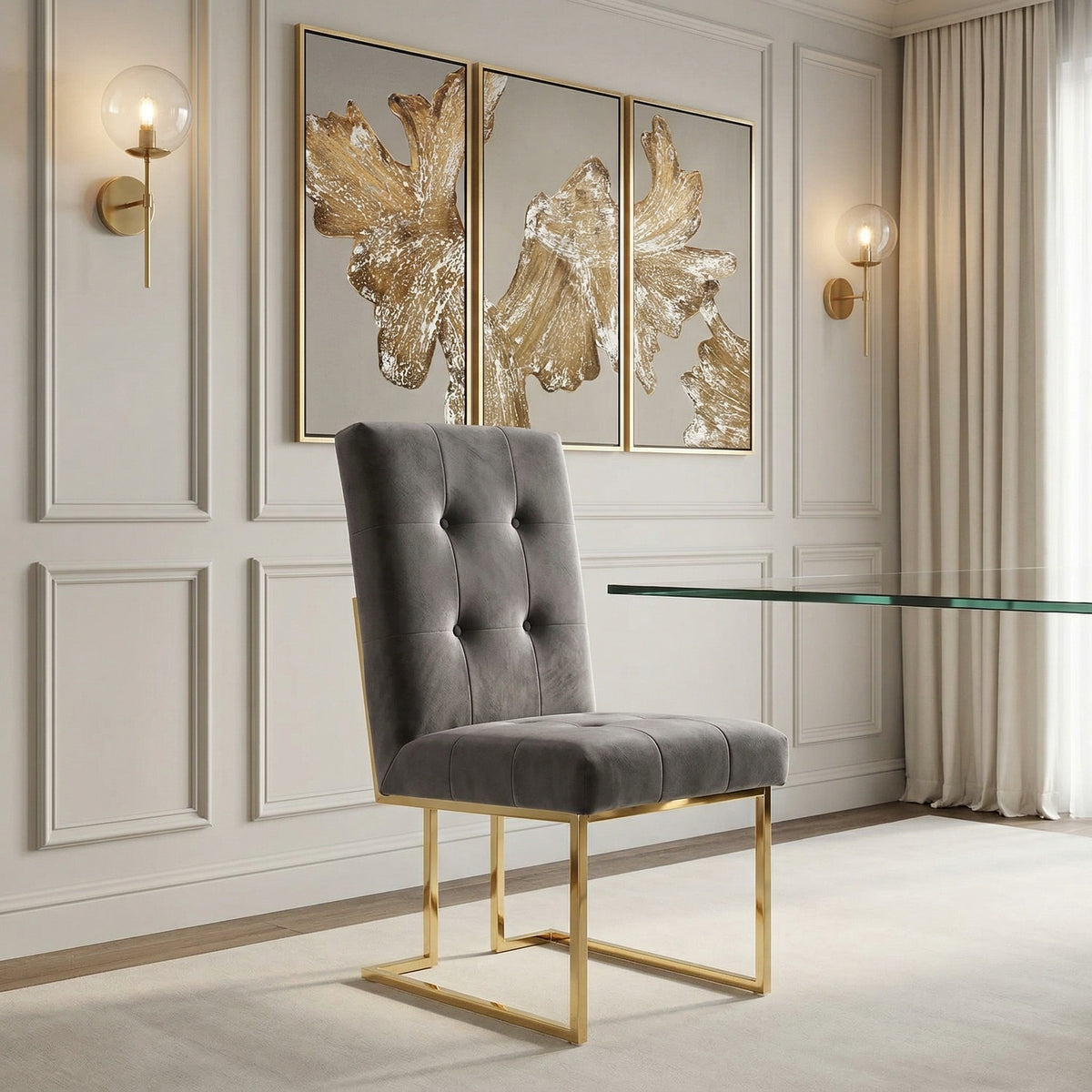 Legend Modern Grey Fabric & Gold Dining Chair (Set of 2) by VIG Furniture - View 6