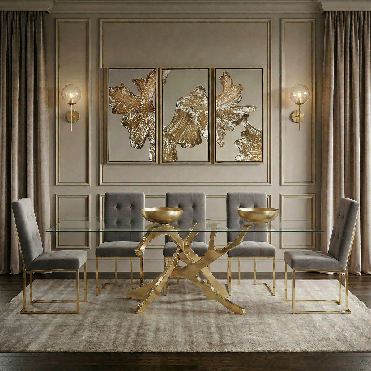 Legend Modern Grey Fabric & Gold Dining Chair (Set of 2) by VIG Furniture - View 8