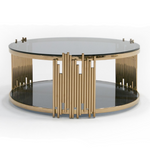 Bryce Modern Smoked Glass & Rosegold Round Coffee Table by VIG Furniture - View 1