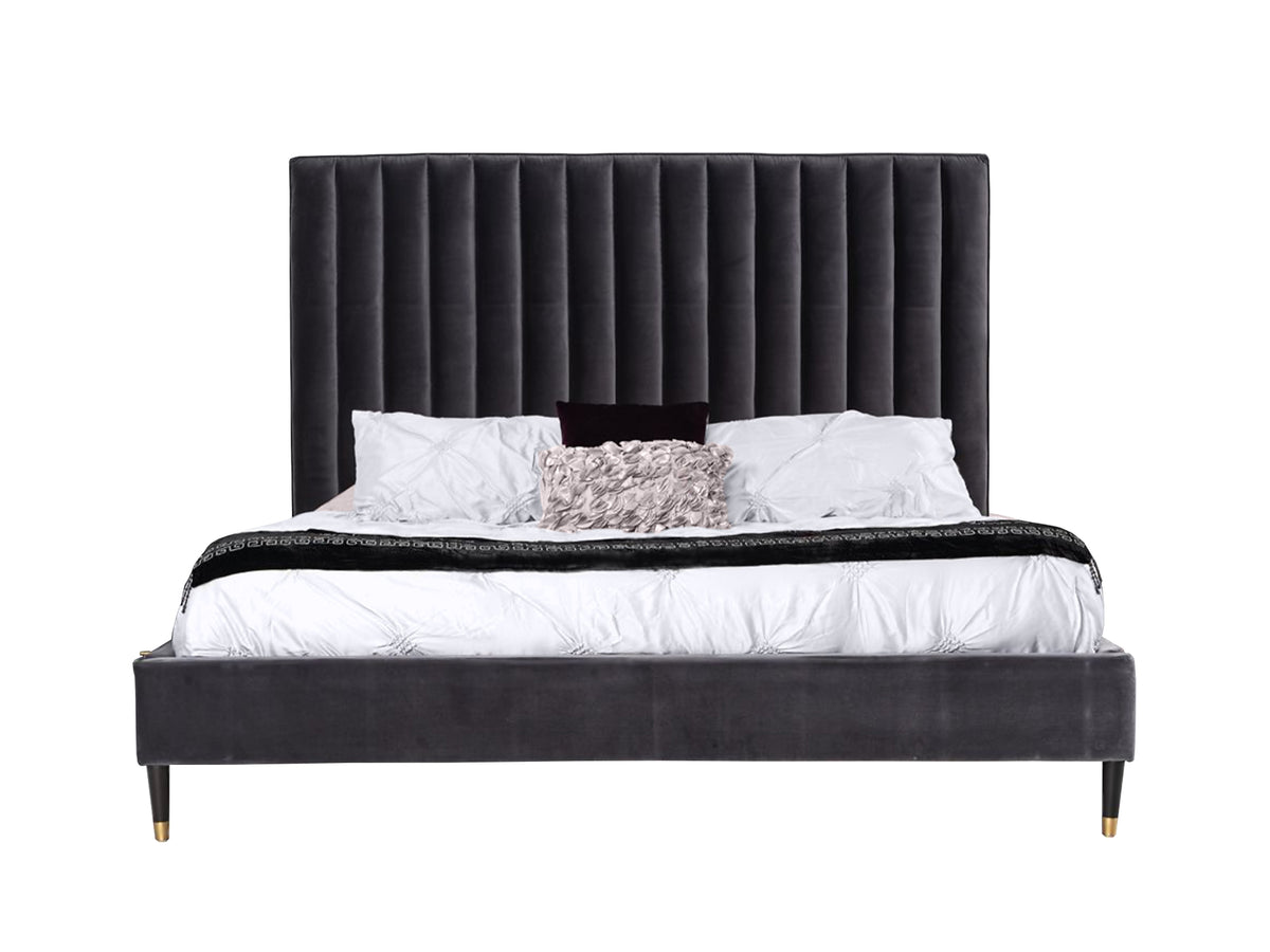 Hemlock - Modern Dark Grey Velvet Bed by VIG Furniture - View 3