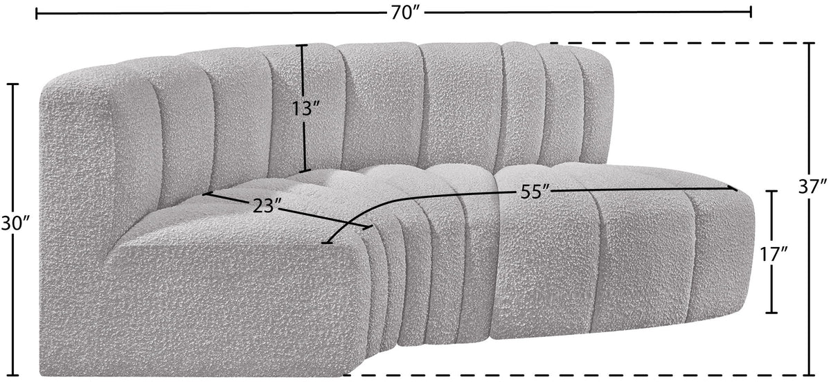 Arc - Boucle Fabric 3 Piece Modular L-Shaped Sofa
