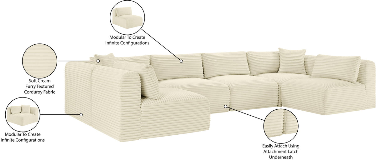Shaggy - 6 Piece Modular U-Shaped Armless Sectional