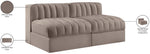 Rummi - Velvet Performance Fabric Upholstered 2 Piece Modular Armless Loveseat