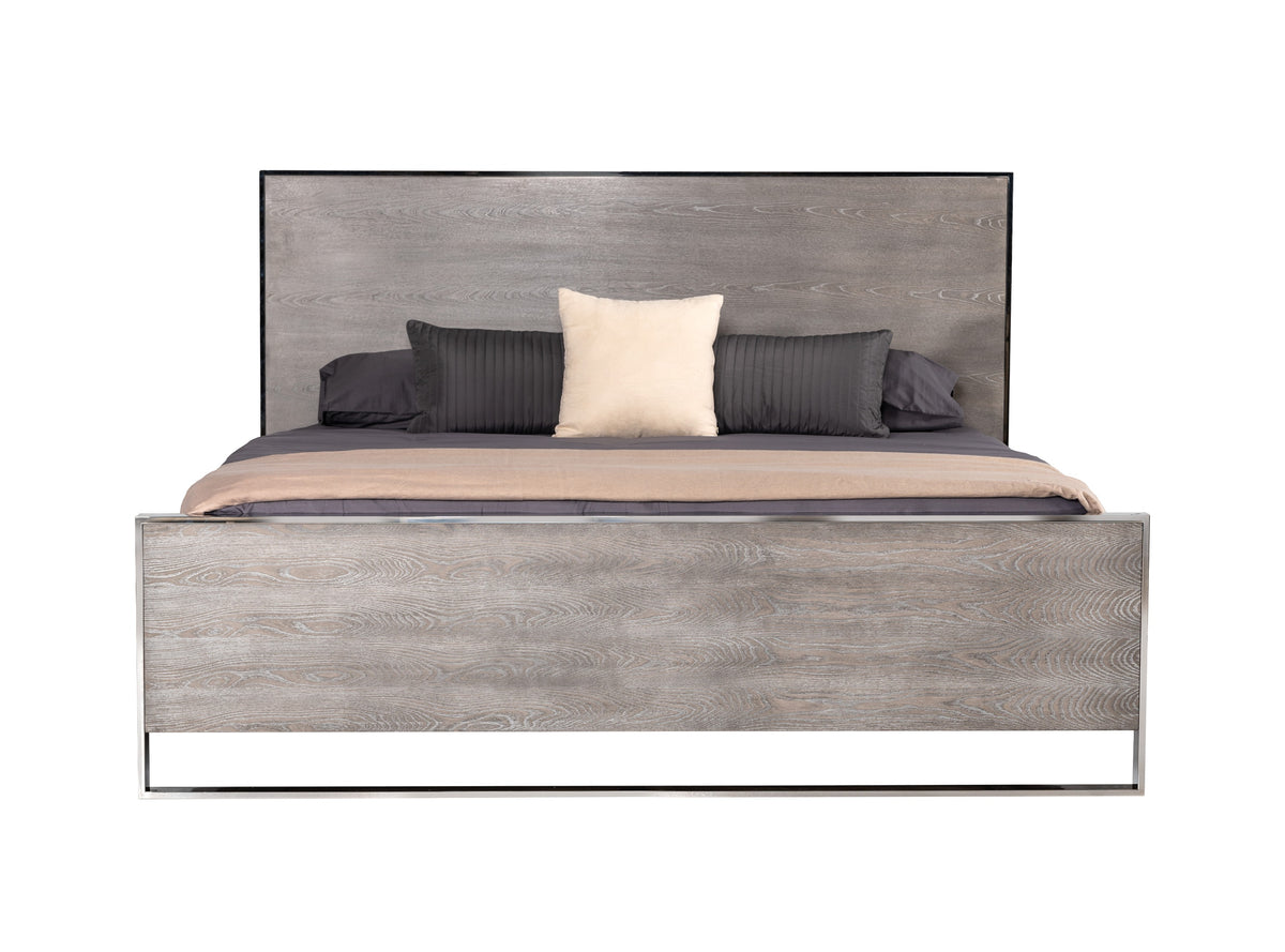 Charlene Modern Grey Elm & Stainless Steel Bed by VIG Furniture - View 1
