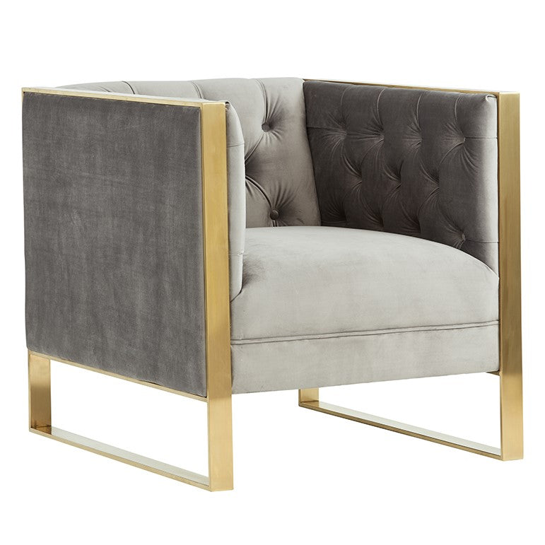 Carlos Modern Grey Velvet & Gold Accent Chair by VIG Furniture - View 1
