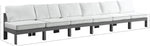 Nizuc - Outdoor Patio 6 Seat Armless Modular Sofa With Gray Frame
