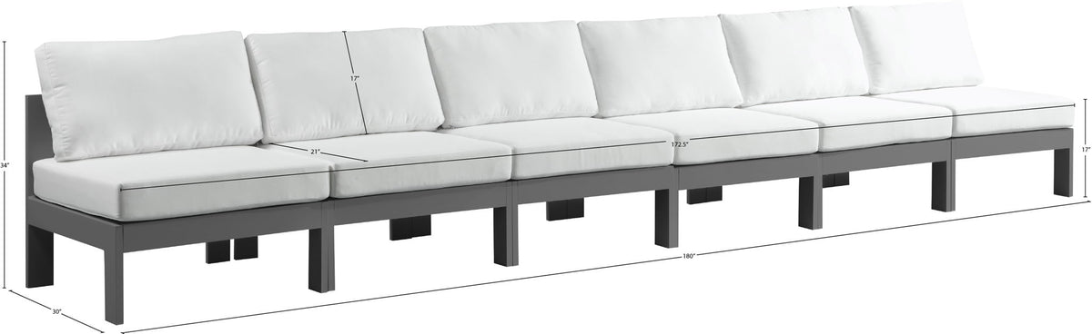 Nizuc - Outdoor Patio 6 Seat Armless Modular Sofa With Gray Frame