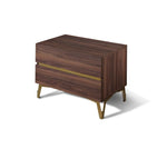 Queen Calabria Modern Walnut & Green Velvet Bedroom Set