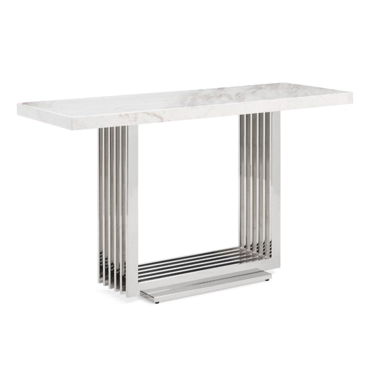 Kingsley Modern Marble & Stainless Steel Console Table by VIG Furniture - View 1