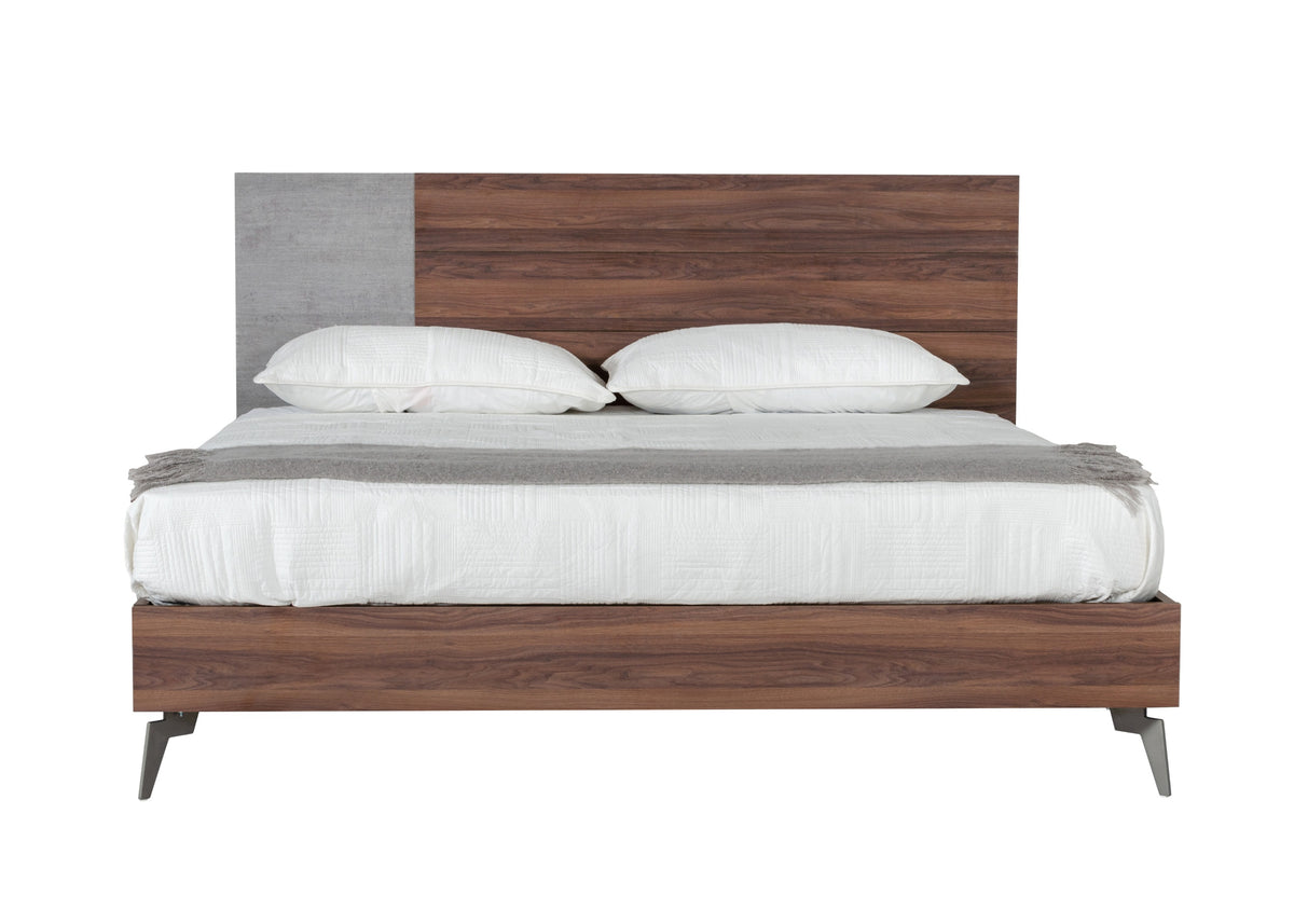 Palermo - Modern Italian Faux Concrete & Walnut Bed by VIG Furniture - View 1