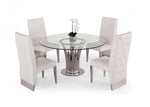 Paxton - Modern Round Glass & Stainless Steel Dining Table by VIG Furniture - View 2
