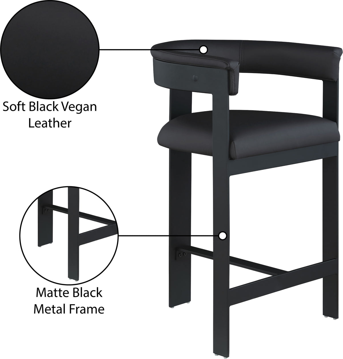 Romeo - Faux Leather Counter Stool With Black Base (Set of 2)