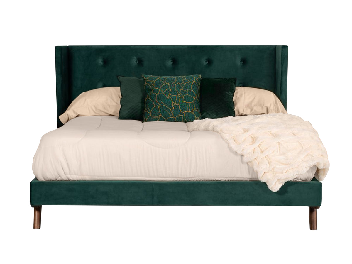 Durango Modern Green Fabric & Walnut Bed by VIG Furniture - View 1