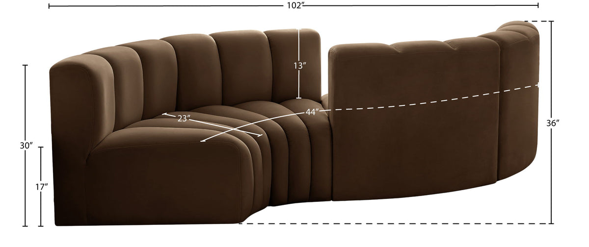 Arc - Velvet 4 Piece Curved Modular Sofa