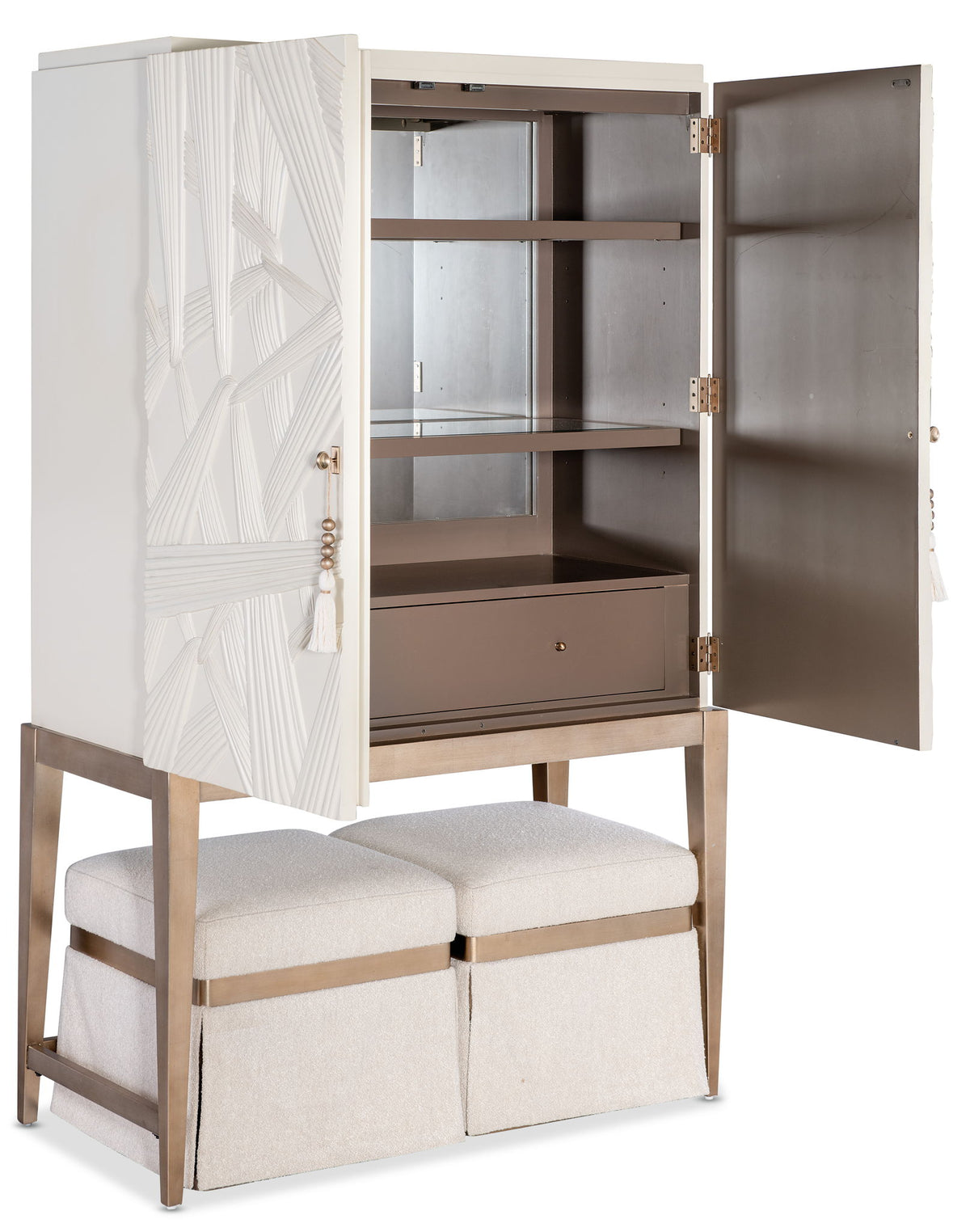 Melange - Dream Weaver Bar Cabinet - White / Light Brown