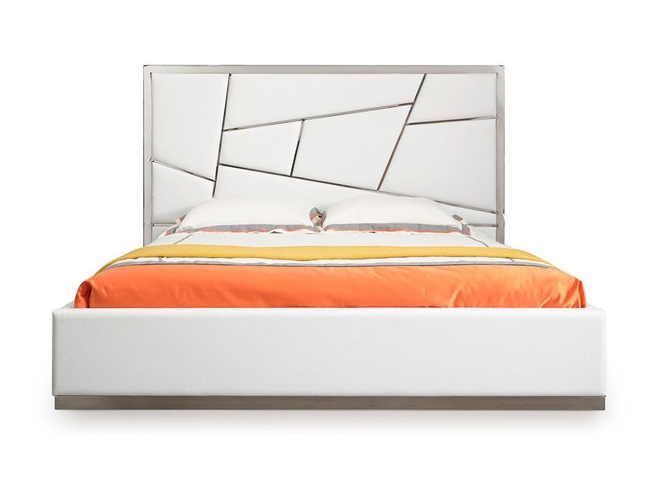 Chrysler Modern White Bonded Leather Bed by VIG Furniture - View 1