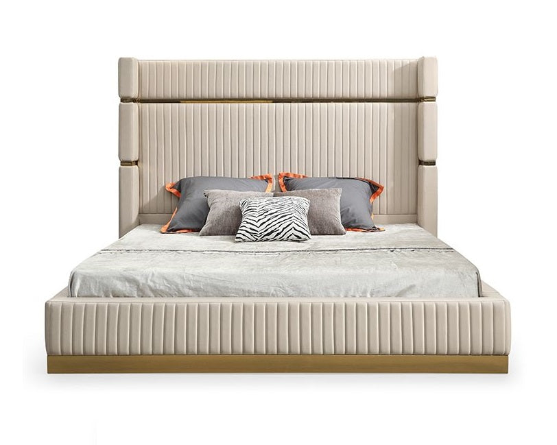 Sterling Modern Beige Bonded Leather & Gold Bed by VIG Furniture - View 1