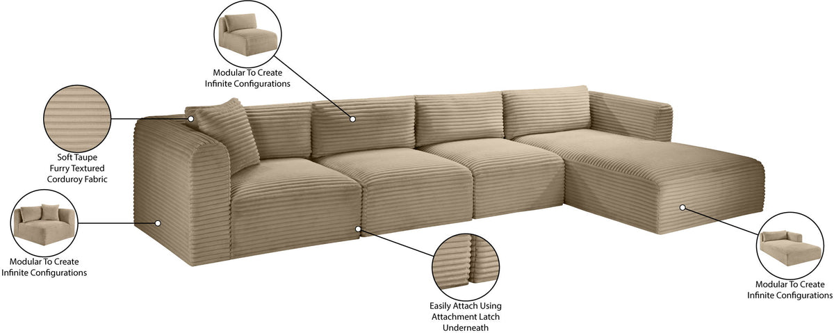Shaggy - Fabric 4 Piece Modular Sectional