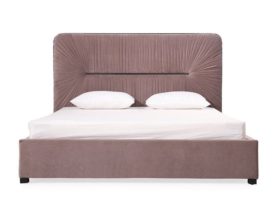 Duke Modern Grey Velvet & Black Gun Chrome Bed by VIG Furniture - View 1