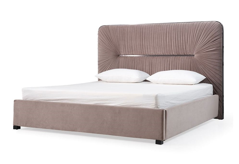 Duke Modern Grey Velvet & Black Gun Chrome Bed by VIG Furniture - View 5