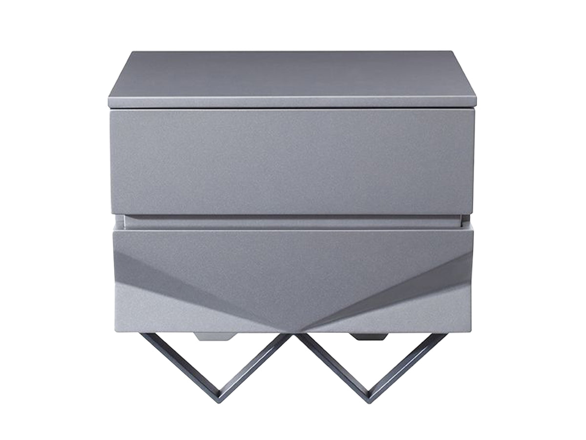 Duke Modern Grey & Black Gun Chrome Nightstand by VIG Furniture - View 1