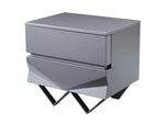 Duke Modern Grey & Black Gun Chrome Nightstand by VIG Furniture - View 2
