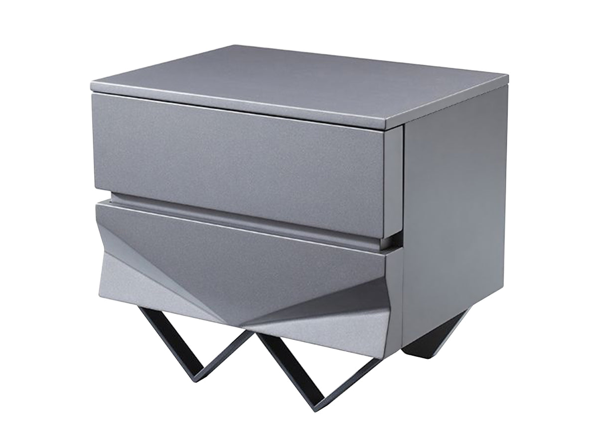 Duke Modern Grey & Black Gun Chrome Nightstand by VIG Furniture - View 2