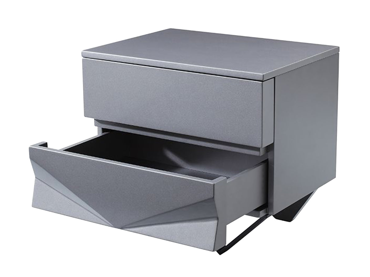Duke Modern Grey & Black Gun Chrome Nightstand by VIG Furniture - View 3