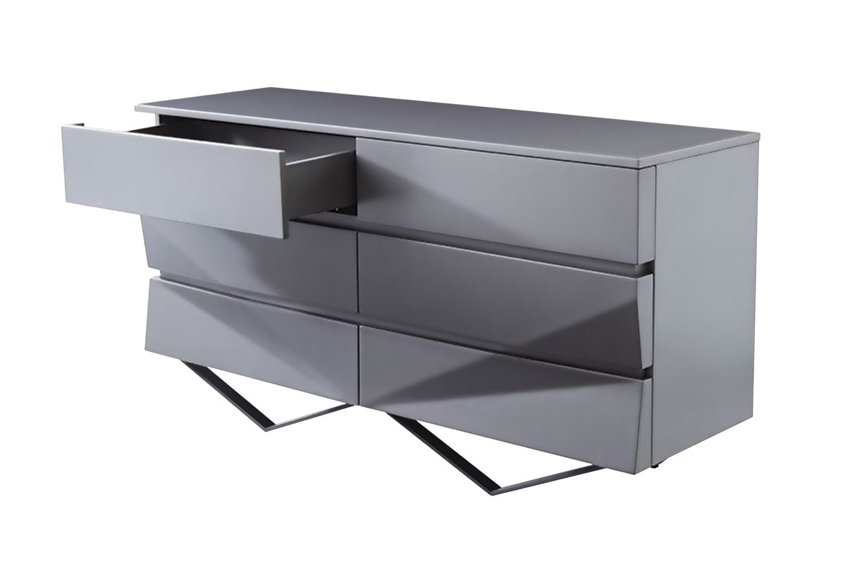 Duke Modern Grey & Black Gun Chrome Dresser by VIG Furniture - View 3