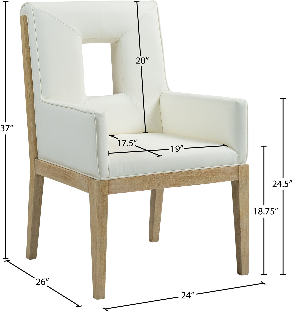 Gwendolyn - Faux Leather Dining Arm Chair With Natural Frame