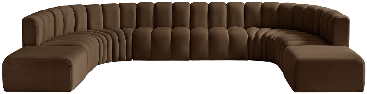 Arc - Velvet 10 Piece Modular Sofa - Brown