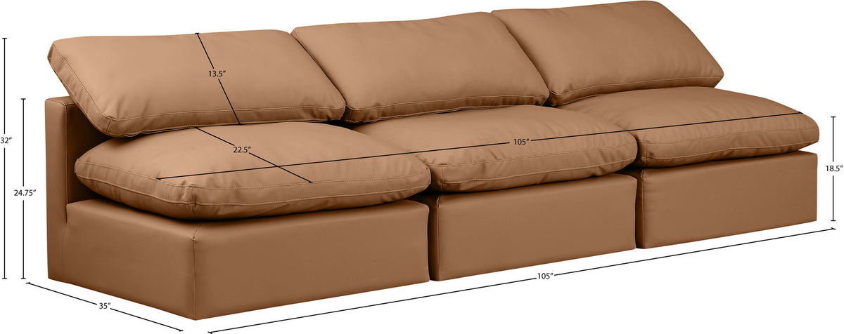 Indulge - Faux Leather 3 Seat Modular Armless Sofa