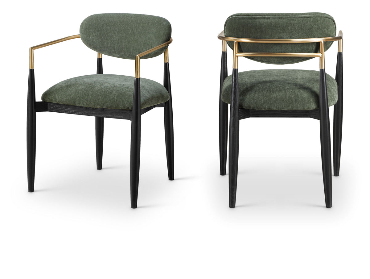 Riccio - Fabric Dining Arm Chair (Set of 2) - Black And Gold Frame