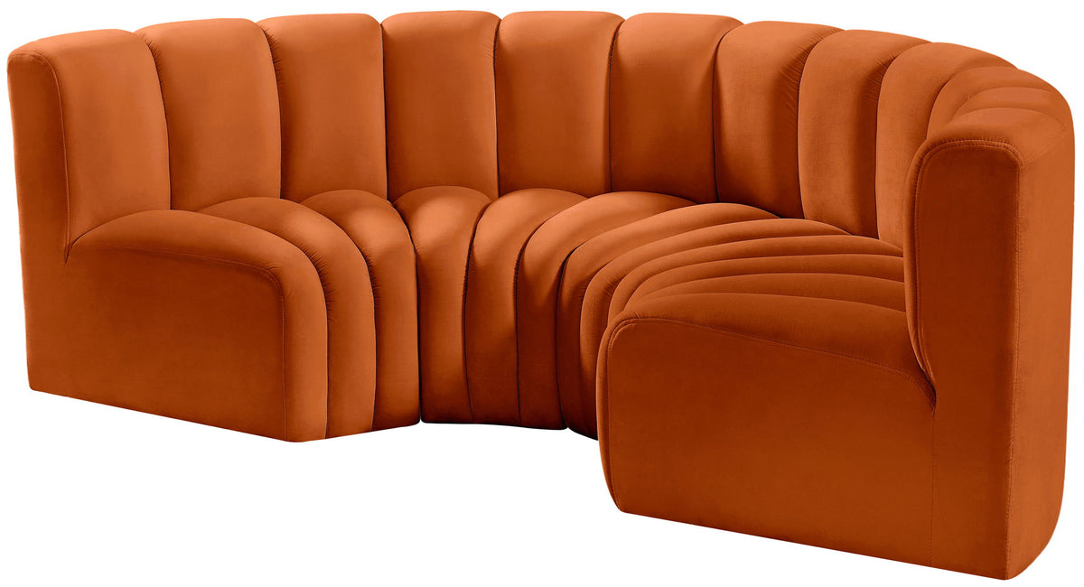 Arc - Velvet 4 Piece U-Shaped Modular Sofa